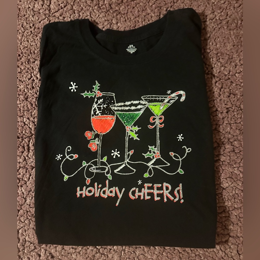 Holiday Cheers fun women’s short sleeve tee sz lg BNWOT